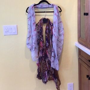 Scarf Lot Dragon Fly Floral Purple Blue Women’s